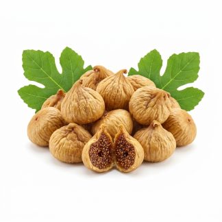 Yaprakları ile kuru incir, ortadan ikiye bölünmüş incir